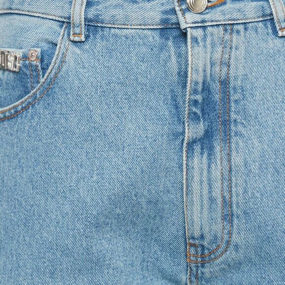 Gcds Blue Denim Logo Crystal Waist Detail Jeans S